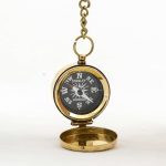 Pirinç Anahtarlık Kapaklı Pusula, Altın, 12x12