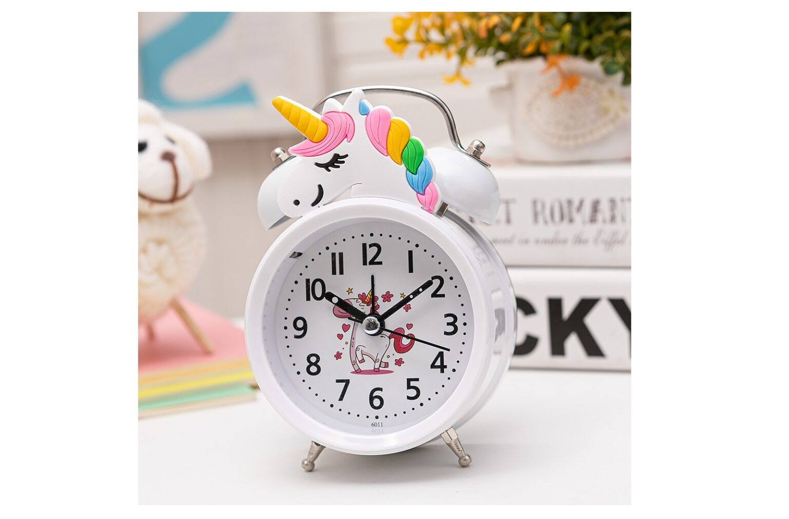 unicorn-saat-beyaz.jpg Boynuzlu At Masa Saati Alarmli, 13X9 - Görsel 1