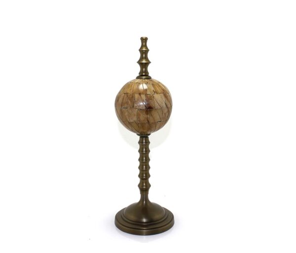 yerkure-72.jpg Kemikli Küre Biblo Ahsap Standli, Eskitme, 50x15 - Görsel 1