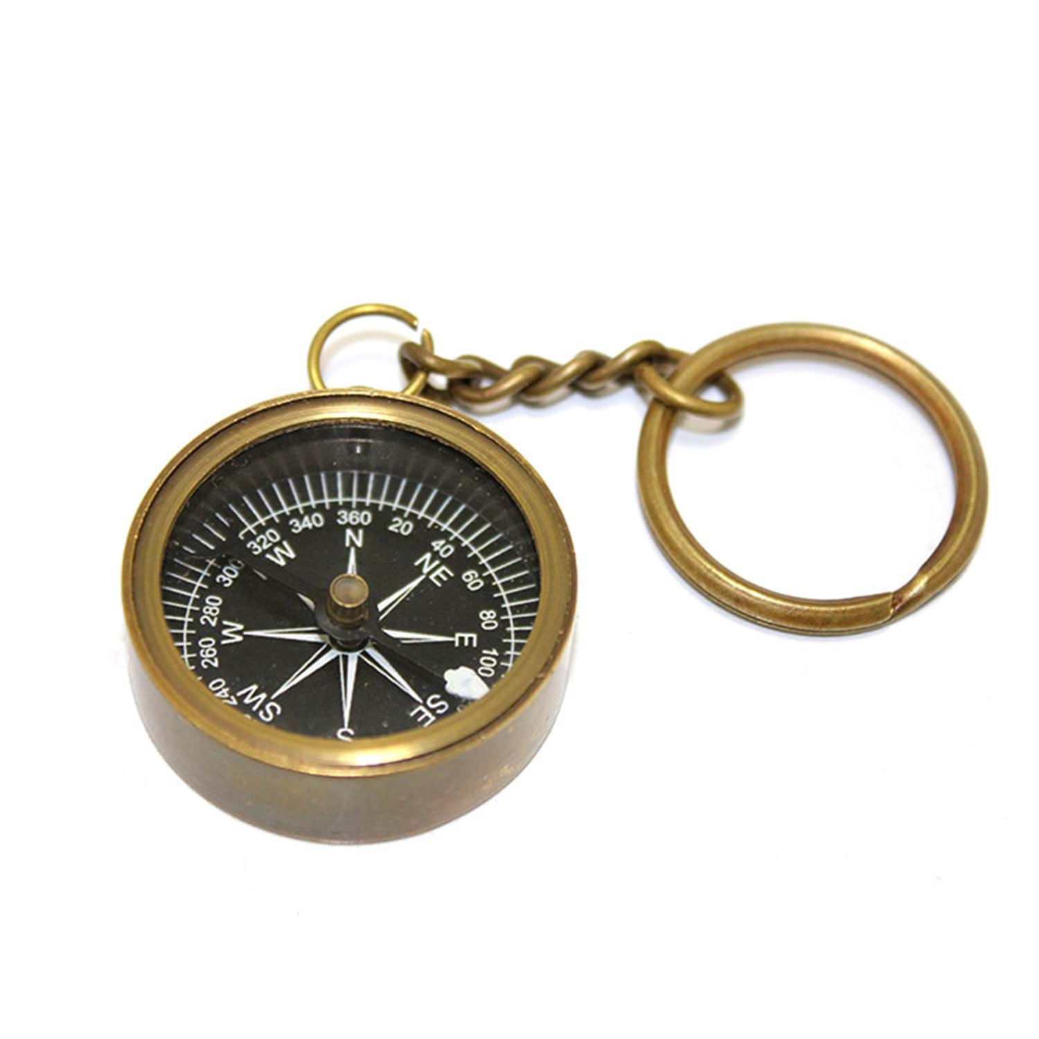 anahtarlık-pusula-pirinç-bronz Pirinç Anahtarlık Pusula, Altın, 12x12 - Görsel 1