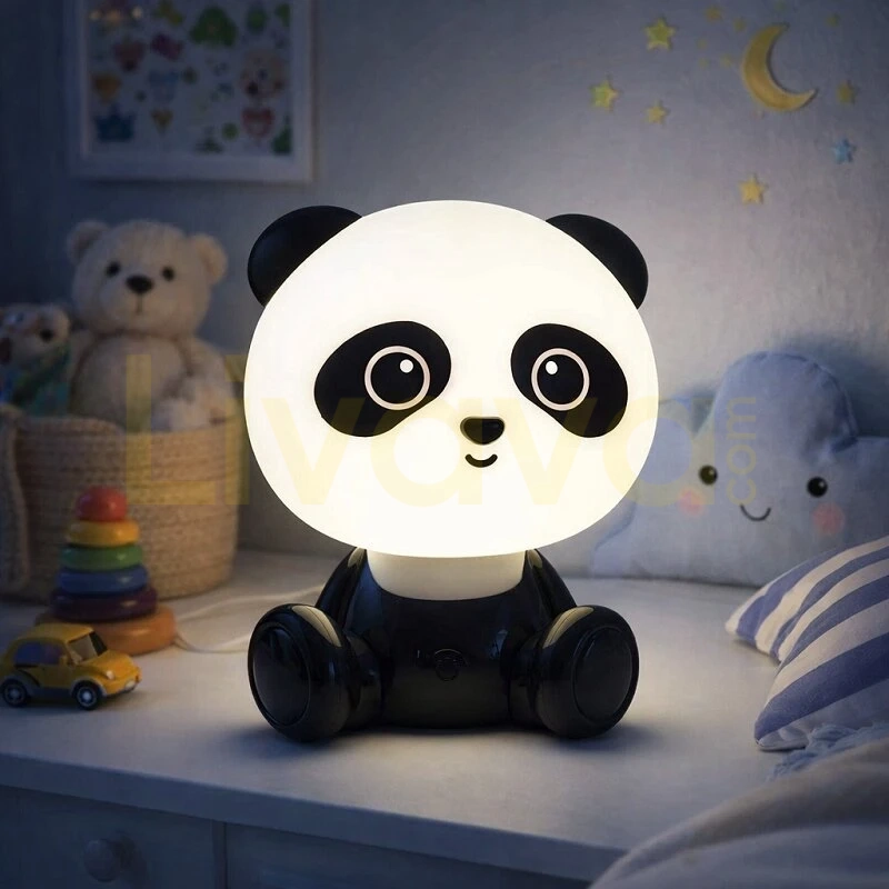 panda-gece-lambası Panda Gece Lambası Dokunmatik LED Masa Lambası USB Şarjlı Çocuk Odası Lambası - Görsel 1