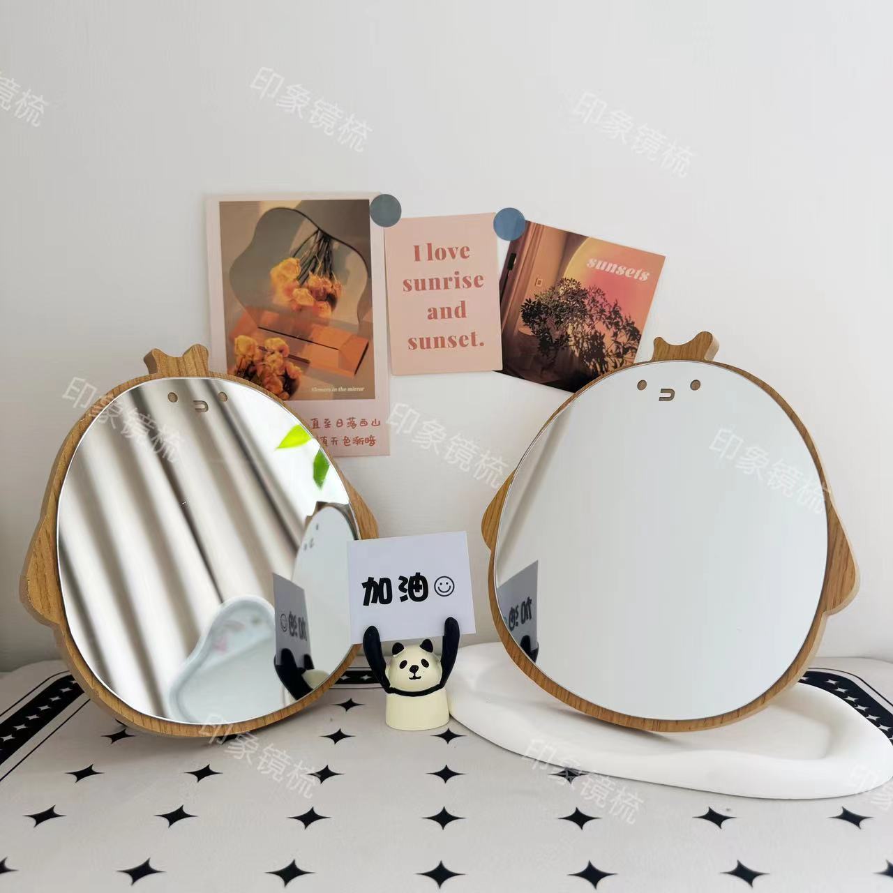 civciv-masaüstü-ayna-ayaklı-19x19 Ahşap Masaüstü Civciv Ayna, 19x19 - Görsel 1