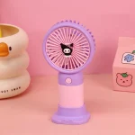 Kuromi 3 Kademeli Şarjlı Mini Fan ve Telefon Tutuculu Masaüstü Vantilatör