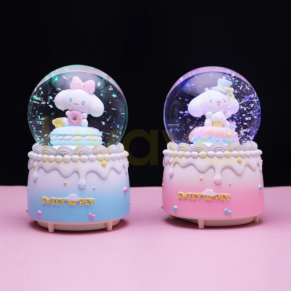 cinna-kar-küresi-mavi-ışıklı Cinnamoroll Büyük Boy Kar Küresi Işıklı, Müzikli, Püskürtmeli, 16 cm - Görsel 1