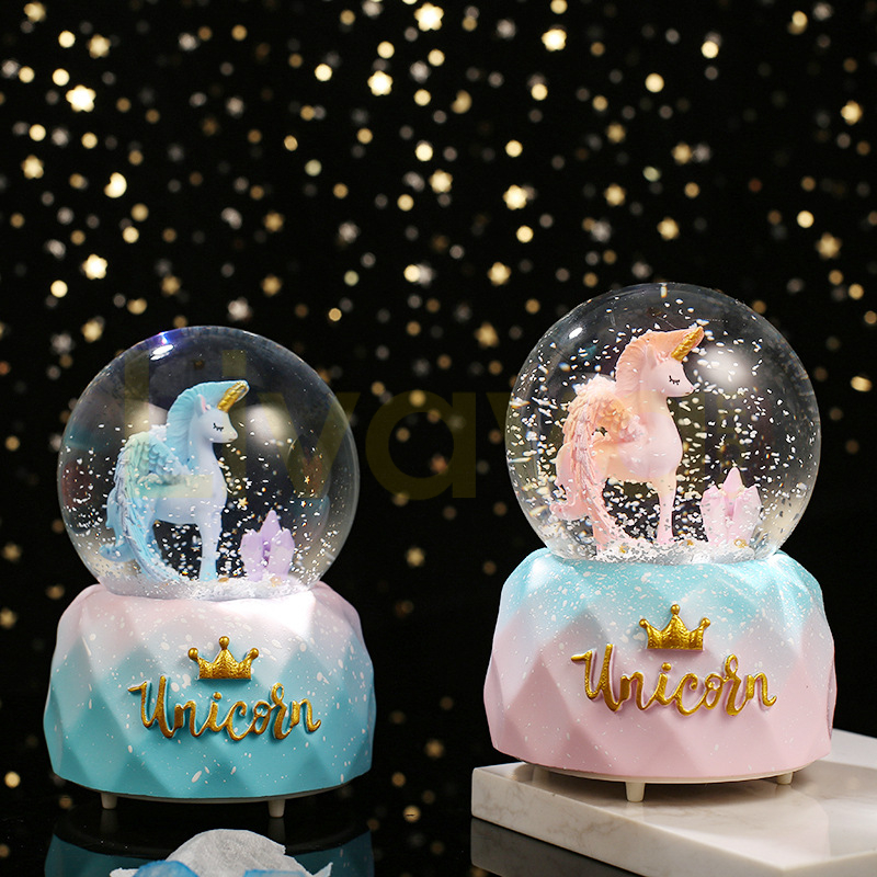 unicorn-kar-küresi Unicorn Büyük Boy Kar Küresi Işıklı, Müzikli, Püskürtmeli, 16 cm - Görsel 1