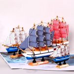 Ahşap Dekoratif Mini Yelkenli Gemi, 14x14 cm