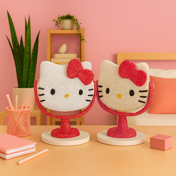 Hello Kitty, Taş Süslemeli Masaüstü Ayna Seti, Kendin Yap, Dekoratif Ayna, 21 cm