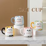 Kedi Taşarımlı Seramik Kupa, Şık Taşarım, Hediye Kutulu, Kahve & Çay Kupası