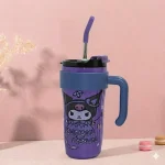 Kuromi Pipetli ve Kulplu Termos Bardak Mug - 1.2 Litre Sızdırmaz Kapaklı Matara