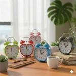 Mini Elma Retro Masa Saati - Alarmlı, Işıklı ve Sessiz Akar