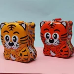 Bebek Kaplan Figürlü Metal Kumbara - Kilitli ve Anahtarlı Çocuk Tasarruf Kutusu