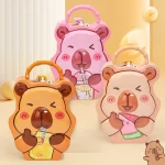 Capybara Figürlü Metal Kumbara - Çantalı ve Anahtarlı Çocuk Tasarruf Kutusu