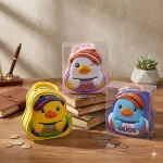 Civciv Figürlü Metal Kumbara - Kilitli ve Anahtarlı Çocuk Tasarruf Kutusu