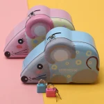 Sevimli Fare Figürlü Metal Kumbara - Kilitli ve Anahtarlı Çocuk Tasarruf Kutusu