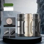 316 Çelik Outdoor Kamp Termosu - 1,2lt Bardaklı ve Süzgeçli 72 Saat Isı Korumalı Termos