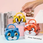 Kaplan Figürlü Metal Kumbara - Çantalı ve Anahtarlı Çocuk Tasarruf Kutusu