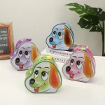 Sevimli Köpek Figürlü Metal Kumbara - Kilitli ve Anahtarlı Çocuk Tasarruf Kutusu