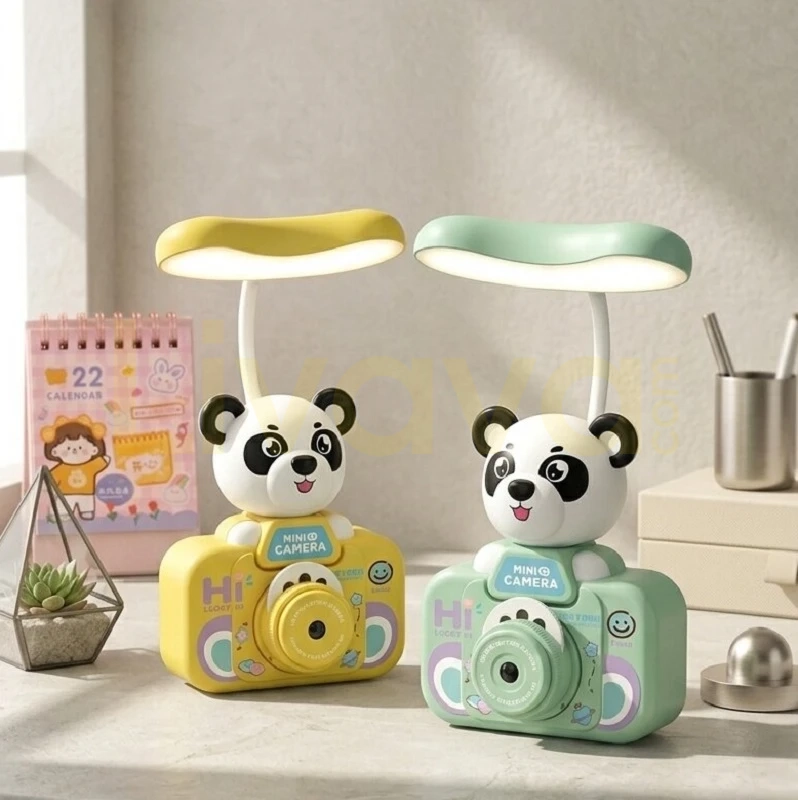 panda-projeksiyonlu-masa-lambası Panda Kamera Taşarım Projeksiyonlu Masa Lambası - Şarj Edilebilir Led Gece Lambası - Görsel 1