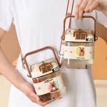 Capybara Çift Ağızlı Çocuk Okul Matarası - Pipetli ve Akışlı Sızdırmaz Ayaranabilir Askılı Suluk