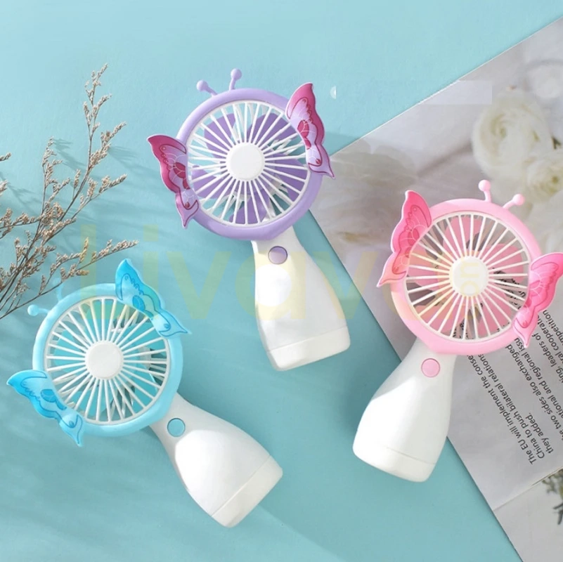 kelebek-mini-fan-şarjlı Kelebekli Şarjlı El Vantilatörü 3 Kademeli Masaüstü Taşınabilir Mini Fan - Görsel 1