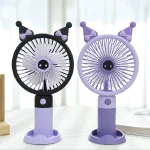 Kuromi Şarjlı El Vantilatörü 3 Kademeli Masaüstü Taşınabilir Mini Fan