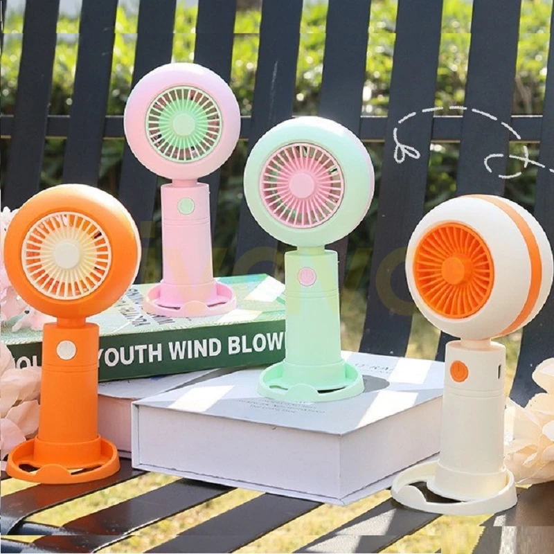 şık-ışıklı-fan-kademeli Işıklı Şarjlı El Vantilatörü 3 Kademeli Şık Masaüstü Taşınabilir Mini Fan - Görsel 1